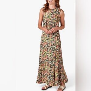 Jigsaw Rainbow Ditsy Floral Sleeveless Fit and Flare Maxi Dress Size 12
